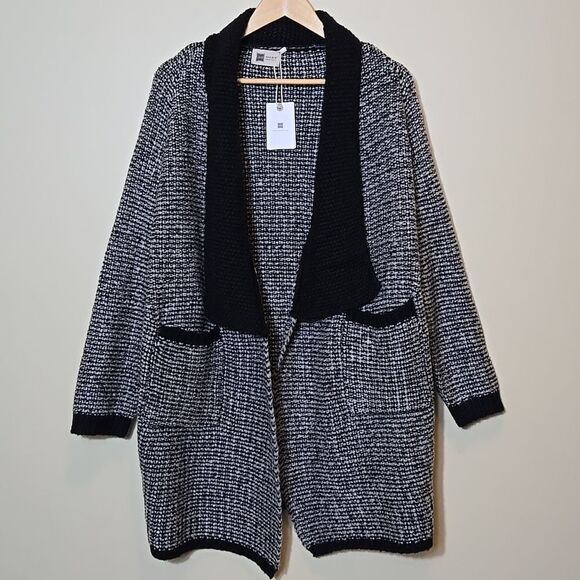 LOOK by M New York Long Length Wool Blend Sweater Cardigan Open Front One Size - Picture 1 of 12